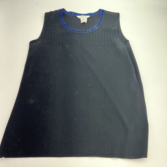 Exclusively Misook Black Blue Tank Top Size Large - Picture 1 of 3